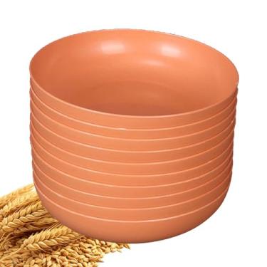 Imagem de YuanQ Pacote com 10 pratos de salada redondos profundos de 14,5 cm, pratos de cozinha reutilizáveis para lanche ou salada, lava-louças e micro-ondas, pratos de jantar leves e inquebráveis (laranja)