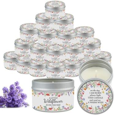 Imagem de Nlicrst 24 velas de festa de chá de bebê com flores silvestres, velas perfumadas de lavanda para lembrancinhas de chá de bebê, festas de batizado e aniversário, presentes de devolução revelados de