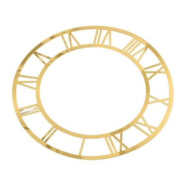 Imagem de SUPVOX Relógio de parede com espelho acrílico sem moldura com algarismos romanos redondos decalque de parede para sala de estar hotel entrada decoração fácil de aplicar durável elegante decoração de