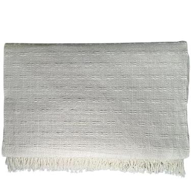 Imagem de Manta Tijolinho 100% Algodão 2,2x1,5m - Conjunto Decorativo para Cama e Sofá, Macia, Lavável e Multiuso(Cru)