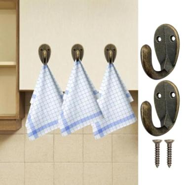 Imagem de 6 ganchos antigos, ganchos para casaco, ganchos para toalha, ganchos de roupas, design de bronze de latão de ferro fundido, estilo vintage, adequado para pendurar casacos, cachecóis, toalhas, chaves