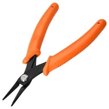 Imagem de LEONTOOL Alicate de nariz longo mandíbulas serrilhadas alicate de nariz especialidade ponta pontiaguda 1,5 mm de diâmetro mini agulha alicate de nariz corrente alicate de nariz com mola ferramenta de