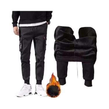 Imagem de Calças Cargo Casuais Masculinas Largas 2024 Tendência Em Cores Sólidas