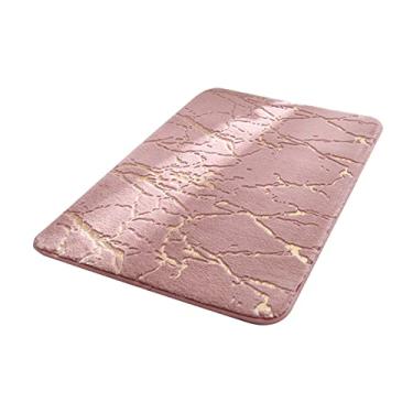 Imagem de Tapete de Banheiro com Efeito Marmoreado Macio -Derrame Absorvente Água Porta Chuveiro Lavável à Máquina Pisos Carpete