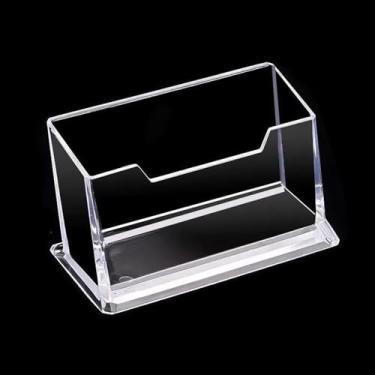 Imagem de Suporte de cartão de visita transparente para mesa, organizador de suporte de cartão de acrílico, acessório de mesa, 1 compartimento