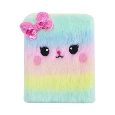 Imagem de Caderno De Pelúcia De Gato Cartoon Fofo Para Meninas, Pequeno Diário, 