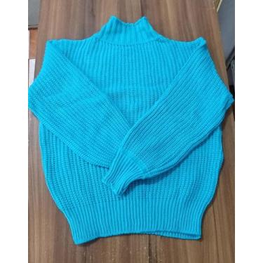 Imagem de Blusa fangui bufante com gola fio acrílico nacional, Azul