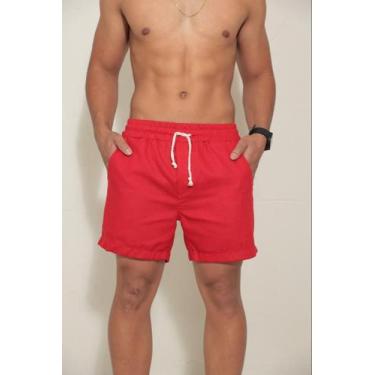 Imagem de Short Linho Masculina Mauricinho Curto Casual Sarja Brim Slim masculin