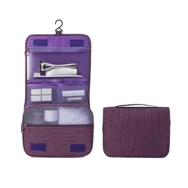 Imagem de Necessaire Organizadora Dobrável com Gancho – Bolsa Portátil Feminina para Viagem, Higiene Pessoal e Maquiagem(Roxo)