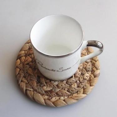 Imagem de Jogo americano de tecido, redondo, tecido, jacinto, palha, trançado, resistente ao calor e antiderrapante, para mesa de jantar, festa ao ar livre