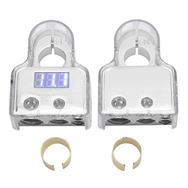 Imagem de Generic Kit de Conectores Terminais de Bateria Automotiva Com Display Digital de Voltímetro para Monitoramento Em Tempo Real da Tensão da Bateria para Acessórios de Veículos (B(prata))