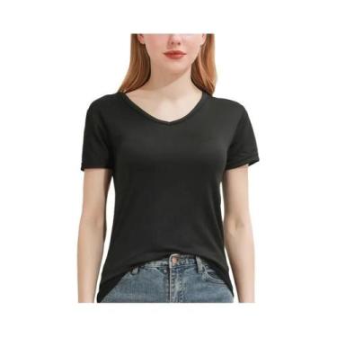 Imagem de Blusas Casuais Femininas De Manga Curta Com Decote Redondo 2025 Verão 