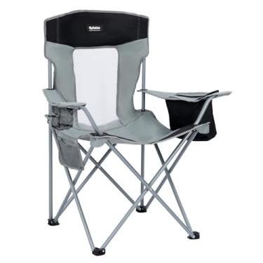 Imagem de Cadeiras de acampamento, portátil, dobrável, leve, para uso ao ar livre, para adultos, com bolsa térmica, suporte de copo e bolso lateral para acampamento, praia, esportes, caminhadas, pesca, cinza