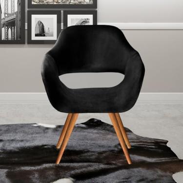 Imagem de Poltrona Decorativa Zara Pés Palito Sala Recepção Preto