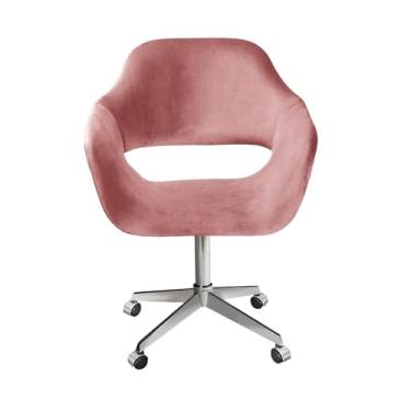 Imagem de Poltrona Decorativa Zara Pé Giratório de Metal Sala Recepção Rose