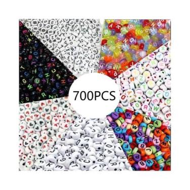 Imagem de 7 Cores 700 Peças De Miçangas Redondas De Letras 7x4mm Miçangas De Acr