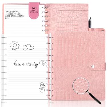 Imagem de Discbound Notebook Leather Cover Discbound Notebook and Disc Set Discbound Planner Notebook Customizable Notebook Spiral Journal Letter Size 8.5" x 11" Wide Ruled 60 Sheets Note Taking for Office