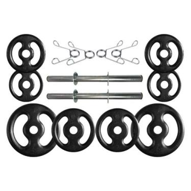 Imagem de Kit com Barras de Halteres e Anilhas de Ferro Fundido - 22 Kg - 2M