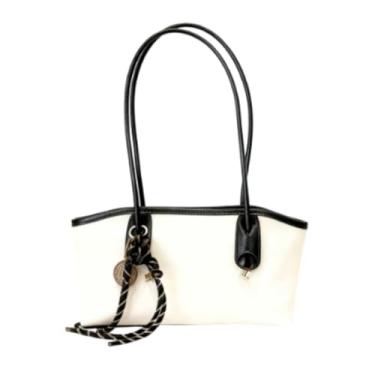 Imagem de Retro Ladies Shoulder Bag, Retro-Inspired Fashion Spacious Design Bag with Handles, Complemented by Whimsical Decorative Pendants, Autumn/Winter Commuter Tote Bag (White)