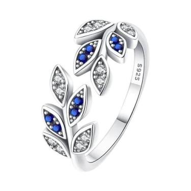 Imagem de Anéis De Flor Em Forma De Borboleta De Zircônia Azul 925 Prata Para Mu
