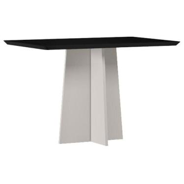 Imagem de Mesa de Jantar Anitta 120x80 cm com Vidro Off White Preto  New Ceval
