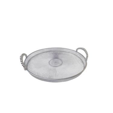 Imagem de Bandejas Com Alças, Para Mesa De Centro Sala De Jantar, Quarto Hotel, Acrílica Cristal Premium(Transparente prata G)