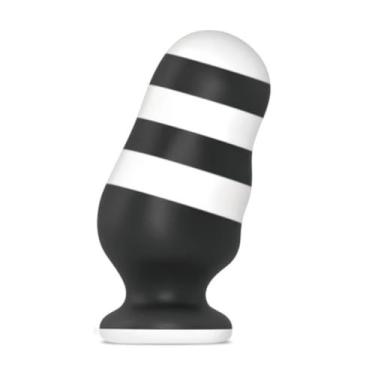 Imagem de Plug Anal Com Listras 18 X 8,5Cm Estimulador Anal Robusto Brinquedo Sexual Grande PL116