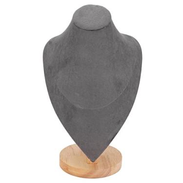Imagem de Suporte de exibição de colar elegante suporte de busto de joias de madeira Organizador de exibição de corrente de colar multiuso para lojas domésticas Feiras Preto Branco Cinza (Cinza)