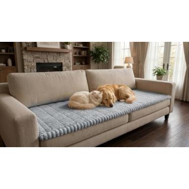 Imagem de Curuyan Capas de sofá secionais antiderrapantes, protetor de móveis lavável para cães e gatos, capa grossa macia para sofá em forma de L (vendido por peça, não conjunto) (cinza claro, 70 x 150 cm)