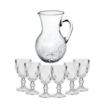 Imagem de Kit Jogo Conjunto 6 Taças Vidro Transparente Grosso Diamond Diamante V