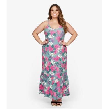 Imagem de Vestido Longo Feminino Estampado Select Verde, GG, Verde