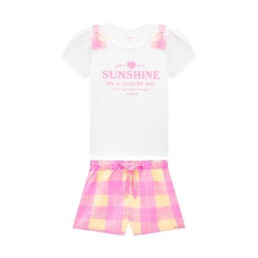 Imagem de Conjunto Infantil Menina Blusa/Short Xadrez Rosa Somnii-Feminino