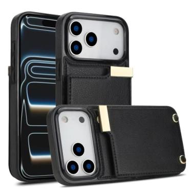 Imagem de Capa carteira porta-cartão de órgão para iPhone 17/17 Air/17 Pro/17 Pro Max, capa de couro elegante à prova de choque, design magnético forte e resistente a riscos (preto, 17 Air)