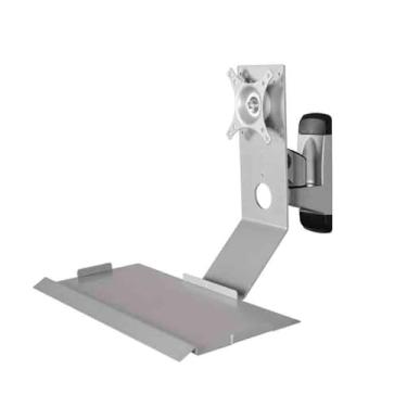 Imagem de KEG801302 Suporte de monitor de cabeça giratória de escritório com bandeja projetada não dobrável tela única suporte prata acessórios de mesa