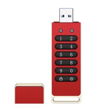Imagem de pen drive USB protegido por senha, unidade USB criptografada, unidade flash USB segura USB criptografada 64 GB AES256-bit USB 3.0 Hardware com senha e bloqueio automático