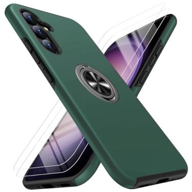 Imagem de JAME Capa para Samsung Galaxy A54 5G, capa para Samsung A54 5G com protetor de tela [2 peças], capa protetora à prova de choque com suporte de anel para Galaxy A54 5G, verde escuro