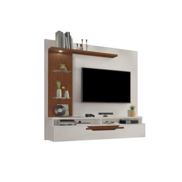 Imagem de Painel de Tv Moderno OffWhite/Canela C/ Prateleiras de Vidro - Carmola