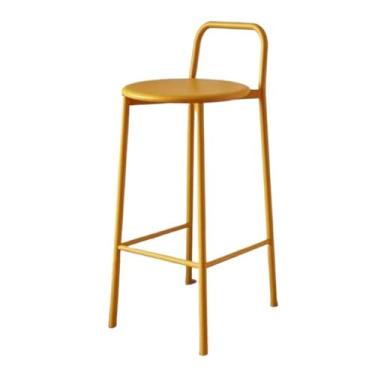 Imagem de Cadeira de bar simples para uso externo e interno, ferro com encosto, cadeira alta colorida, 45 cm (amarelo)