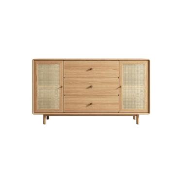 Imagem de KHUTRW3D Aparador de madeira maciça para cozinha, sala de estar, armário de vime de vime contra a parede, entrada, cômoda de jantar, armário buffet