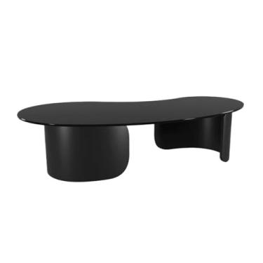 Imagem de Mesa de centro moderna em forma de prato de pedra preta leve luxuosa simples moderna sala de estar doméstica pequena mesa de centro doméstica simples (160 x 80 cm)