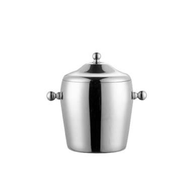 Imagem de Balde de gelo de aço inoxidável Party 2L com alça dupla camada champanhe para bar festa bebida banheira (prata)