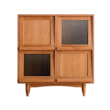 Imagem de x3anggyt5 Estante de livros com pés, quatro compartimentos de madeira com porta de vidro, para sala de estar, escritório, estante de armazenamento