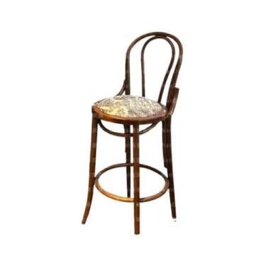 Imagem de Balcão de cozinha estilo rústico banco de bar estilo vintage banco alto de madeira maciça mesa ilha escandinava cadeira de encosto alto para uso doméstico cadeiras de bar (marrom)