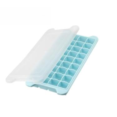 Imagem de Kit Formas Gelo Silicone Flexível 36 Cubos com Tampa Empilhável(Kit 2, Azul + Azul)