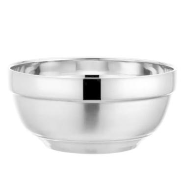 Imagem de Tigela de jantar prateada recipiente de refeição diária utensílios de mesa de metal para sopas de macarrão de arroz