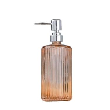 Imagem de Beautiful Home/Hotel/Banheiro Garrafa de vidro Push Lotion 500 ml Suporte de sabão transparente cilíndrico azul/transparente/cinza/laranja/rosa decoração de banheiro (laranja)