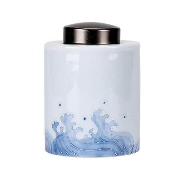 Imagem de x3anggyt5 Latas de chá vasilha personalizada padrão ondulado recipiente de chá armazenamento doméstico recipientes vazios armazém de chá frasco de vedação de cerâmica recipientes de armazenamento de