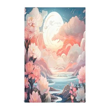 Imagem de Wassud Toalhas de cozinha rosa céu nuvens brancas toalhas de prato de cozinha 1 pacote panos de prato macios com laço para pendurar toalha de mão super absorvente de secagem rápida toalhas de chá de