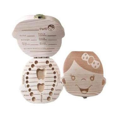 Imagem de Caixa Organizadora De Dentes De Bebê De Madeira, Armazenamento De Dent