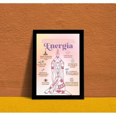 Imagem de Quadro Decorativo Energia 33x24cm Vidro - Madeira Preta